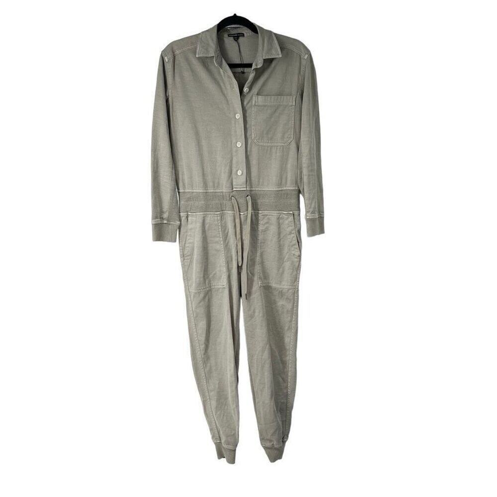 James Perse Neutral Mixed Media Utility Jumpsuit Sz 0 Womens